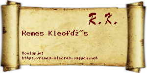 Remes Kleofás névjegykártya